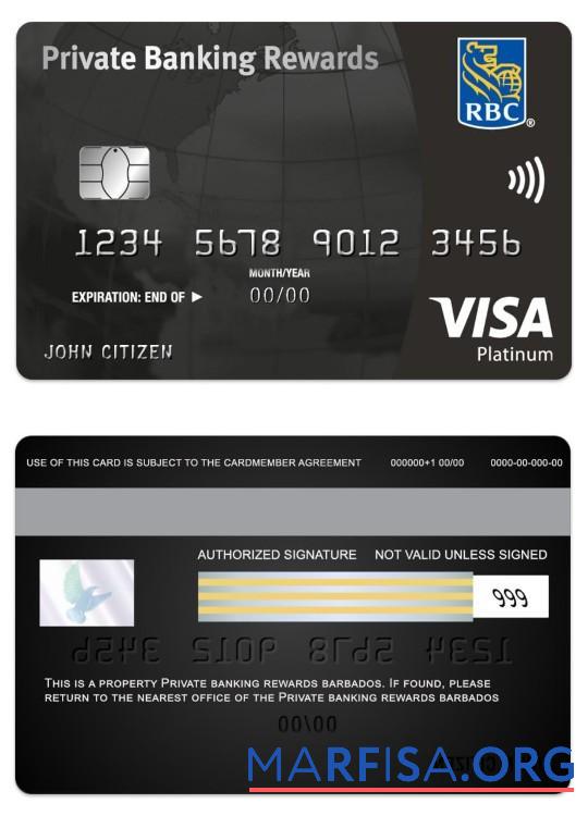 Downloadable Barbados Private Bankking Rewards visa platinum black card sample